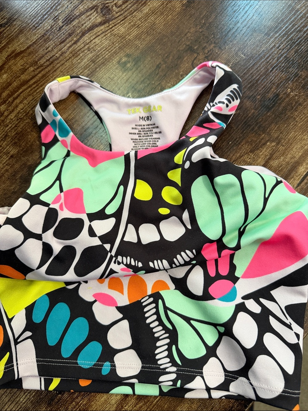 tek gear Black Multicolor Butterfly-Print Girls Swim Rashguard Top